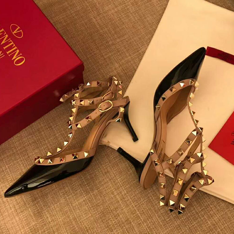 2019 Valentino women shoes with rivet Heel 6.5cm