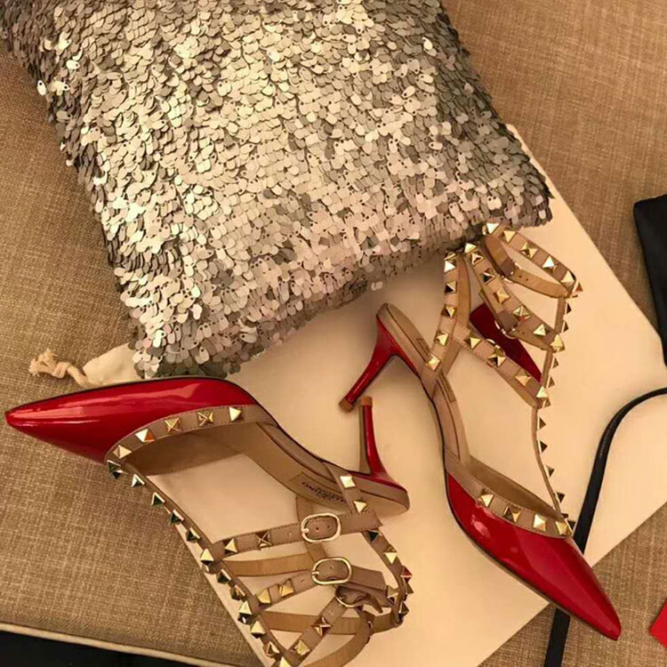 2019 Valentino women shoes with rivet Heel 6.5cm