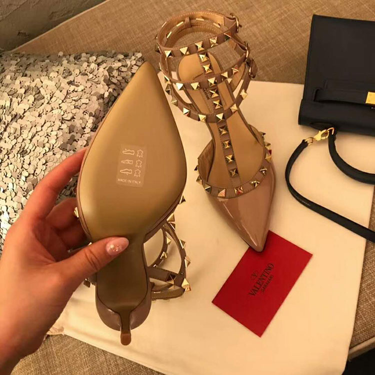 2019 Valentino women shoes with rivet Heel 6.5cm