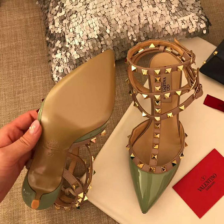 2019 Valentino women shoes with rivet Heel 6.5cm