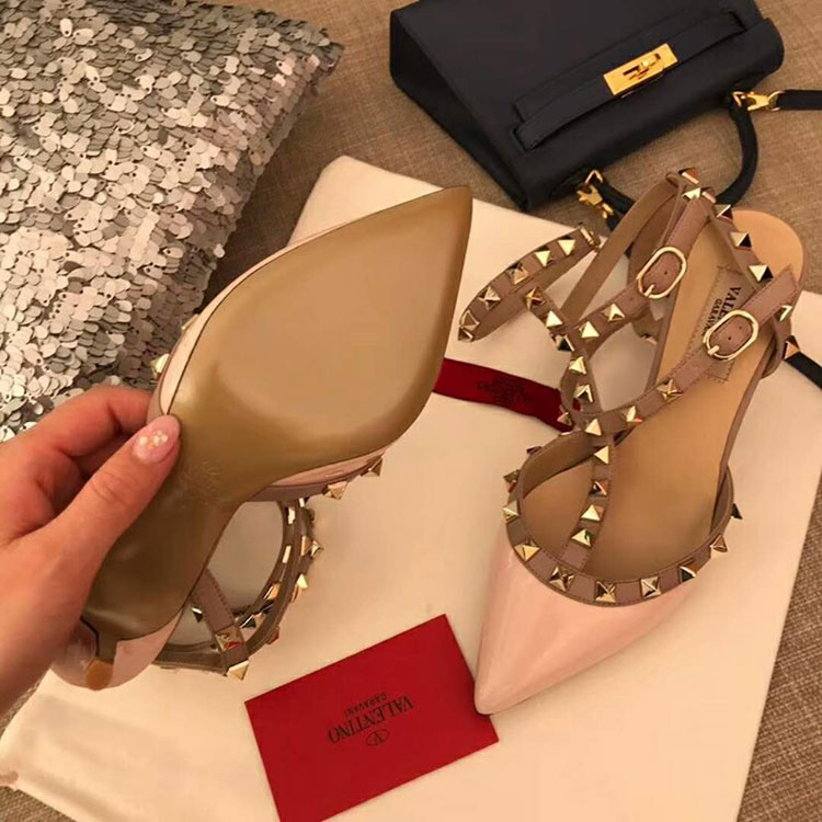 2019 Valentino women shoes with rivet Heel 6.5cm