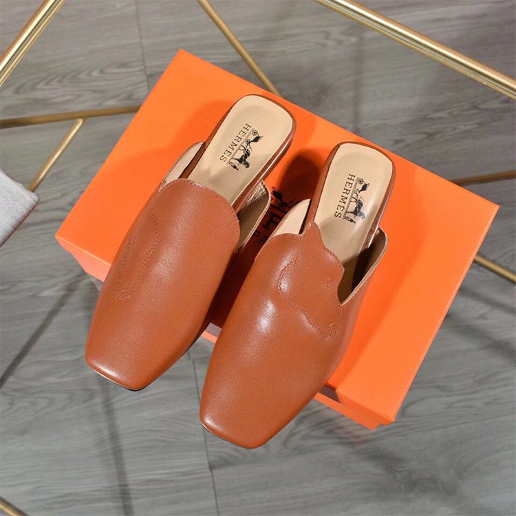 2019 hermes women Slippers in Calfskin