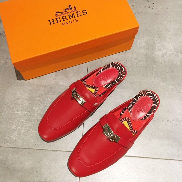 2019 hermes women Slippers in Calfskin