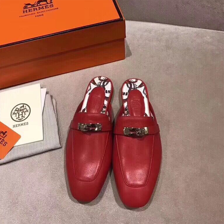 2019 hermes women Slippers in Calfskin