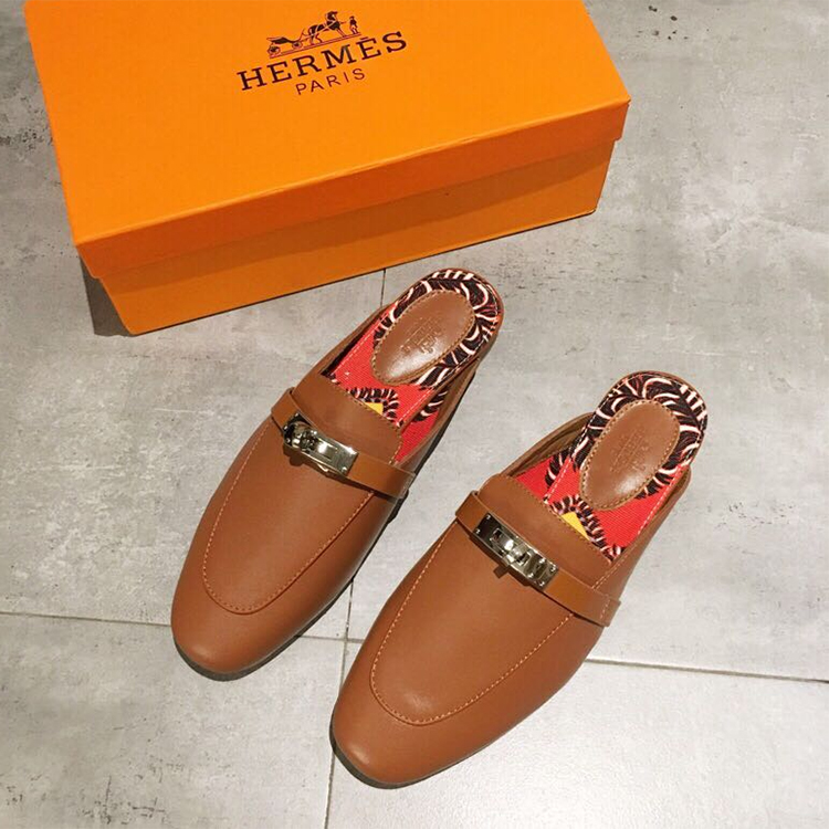 2019 hermes women Slippers in Calfskin