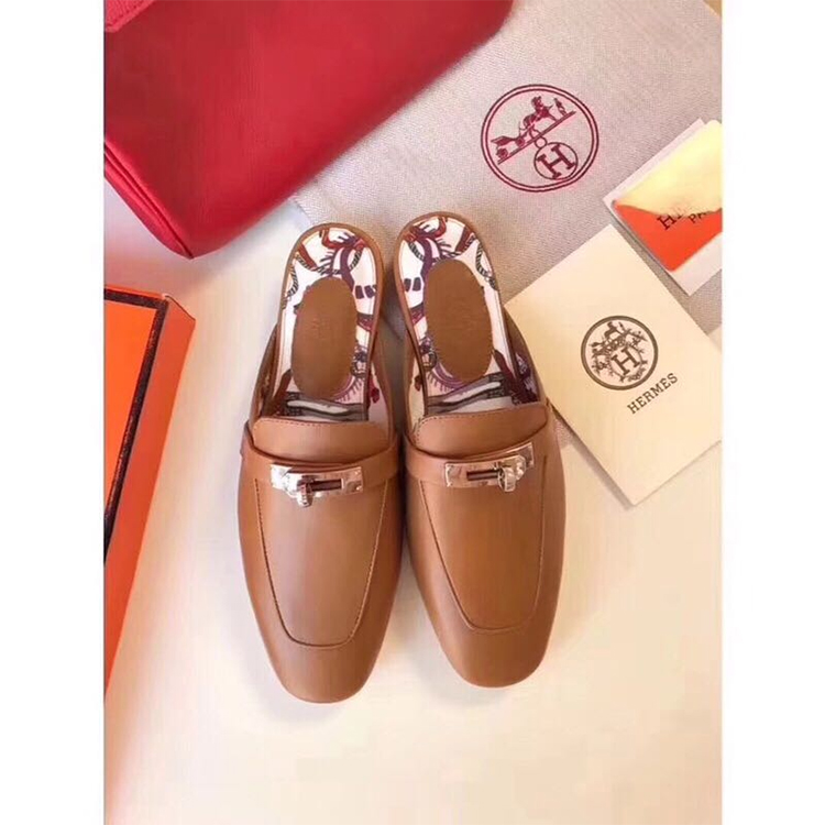 2019 hermes women Slippers in Calfskin