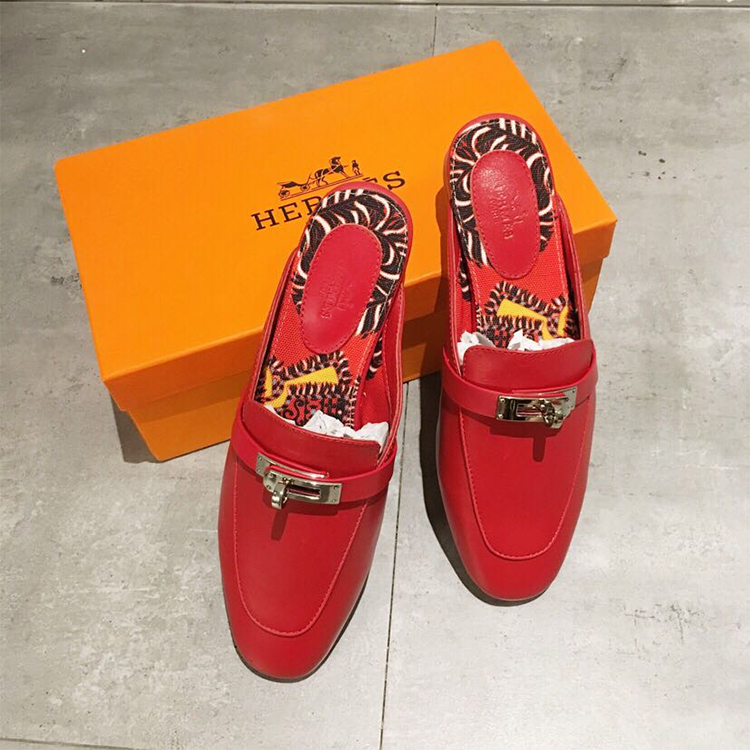 2019 hermes women Slippers in Calfskin