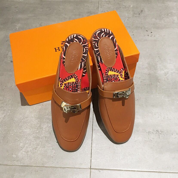 2019 hermes women Slippers in Calfskin