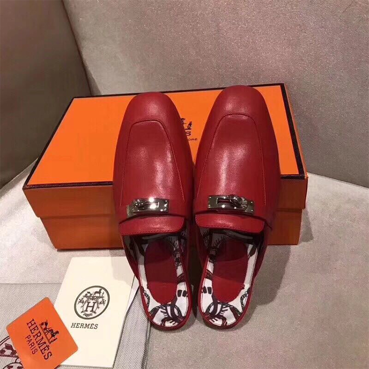 2019 hermes women Slippers in Calfskin