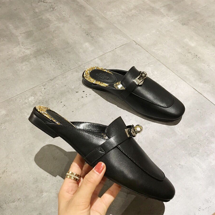 2019 hermes women Slippers in Calfskin