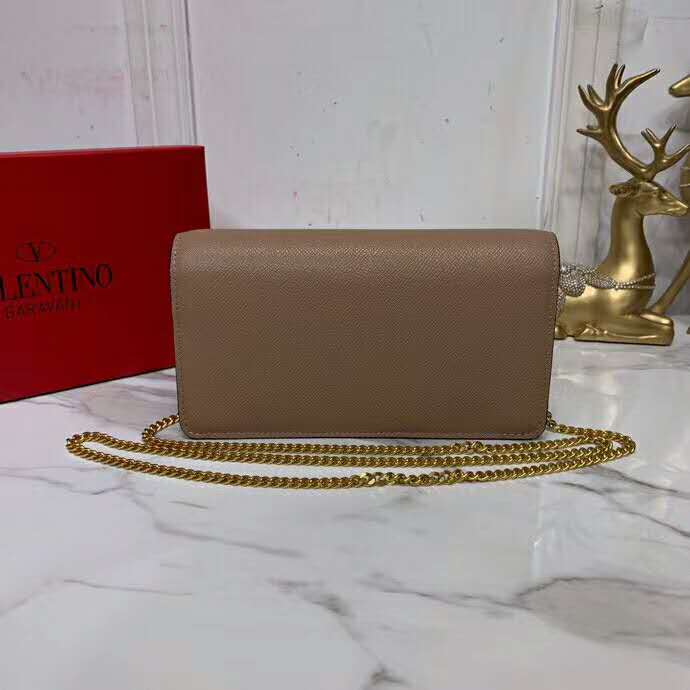 2020 VALENTINO VSLING GLOSSY CALFSKIN WALLET WITH CHAIN STRAP