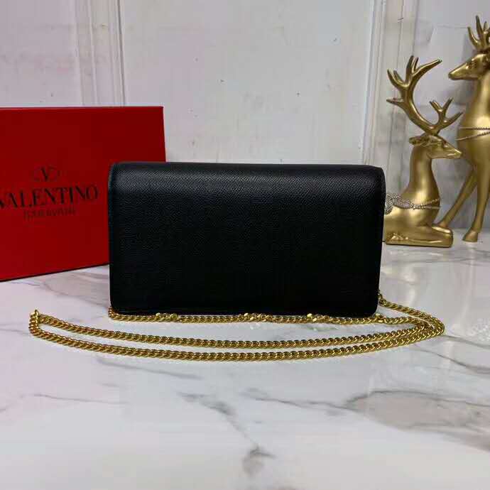 2020 VALENTINO VSLING GLOSSY CALFSKIN WALLET WITH CHAIN STRAP