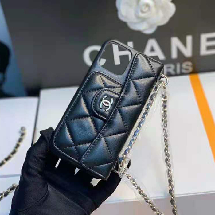 2021 chanel classic case for iphone xii pro max with chain