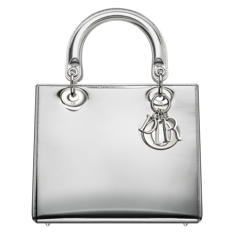 Argent mirror leather Lady Dior bag