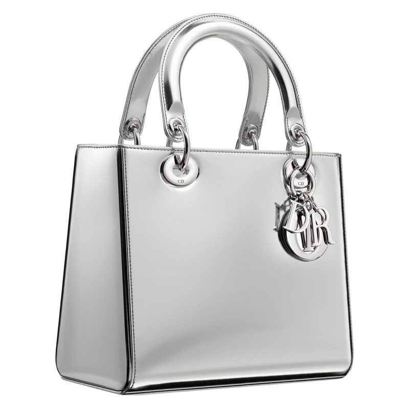 Argent mirror leather Lady Dior bag