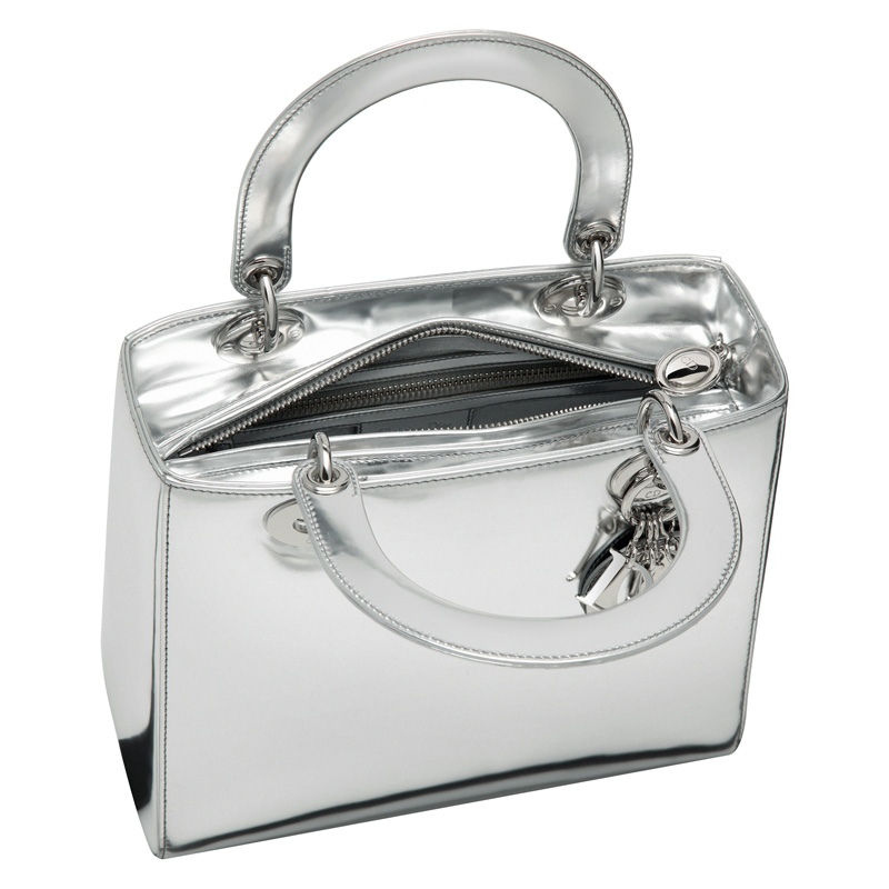 Argent mirror leather Lady Dior bag