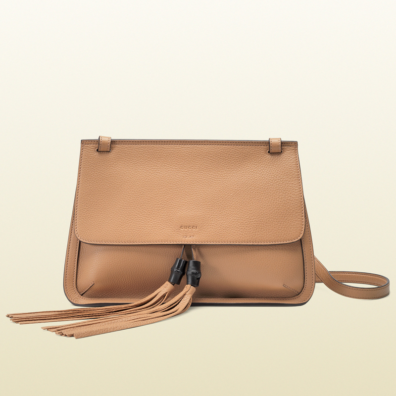 Bamboo daily leather flap shoulder bag