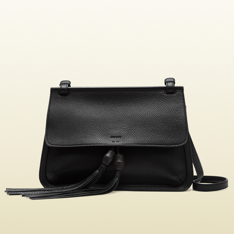 Bamboo daily leather flap shoulder bag