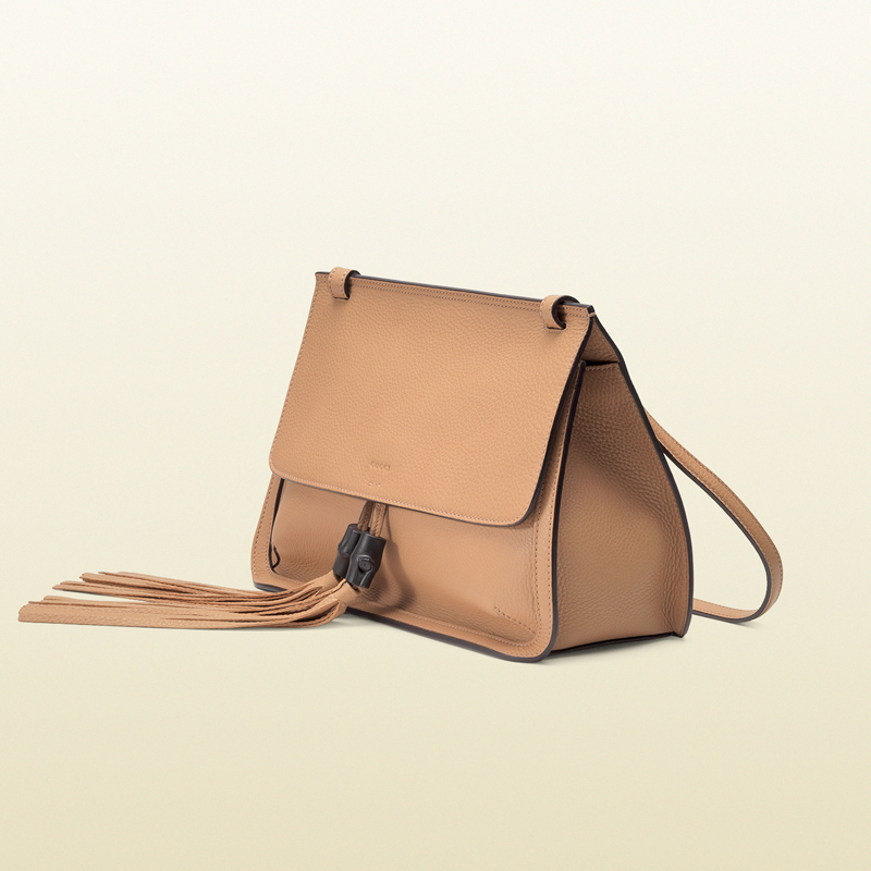 Bamboo daily leather flap shoulder bag