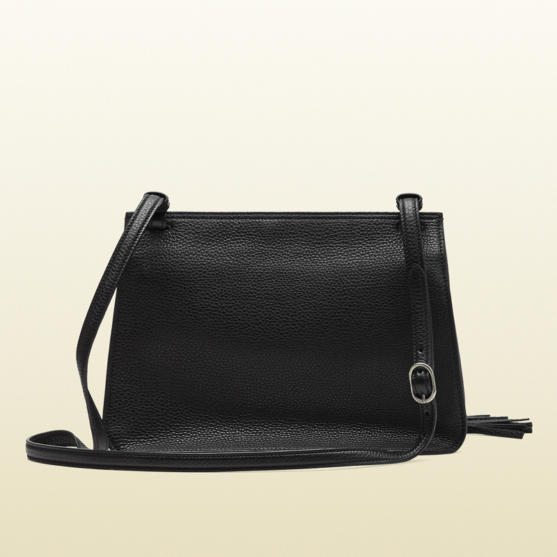 Bamboo daily leather flap shoulder bag