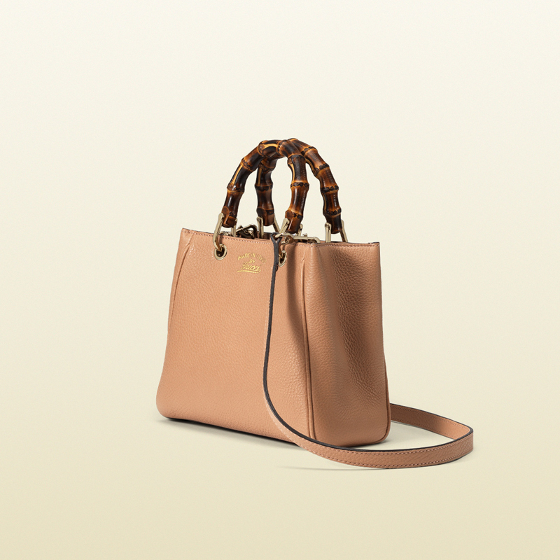 Bamboo shopper mini leather top handle bag