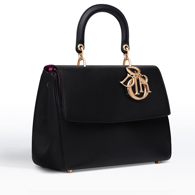 Be Dior flap bag in black bullcalf leather