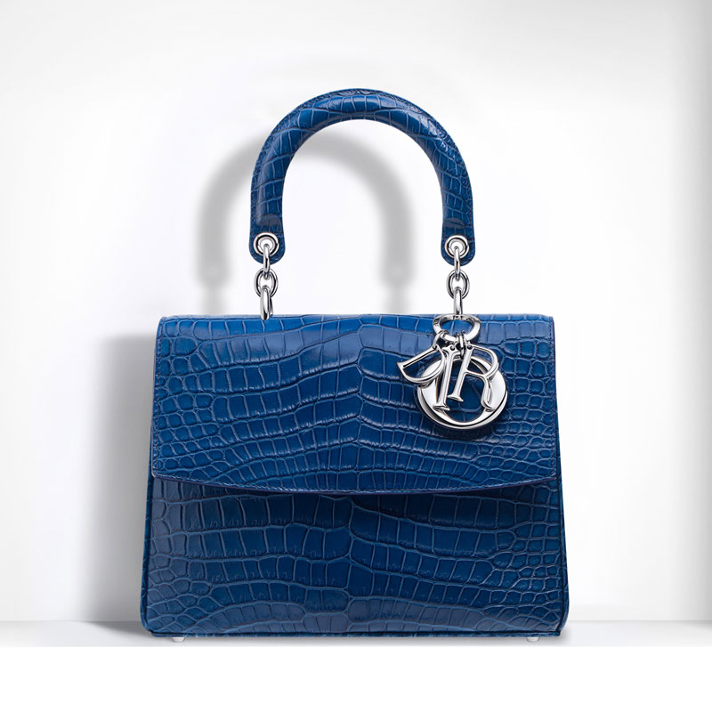 Be Dior flap bag in glossy blue crocodile