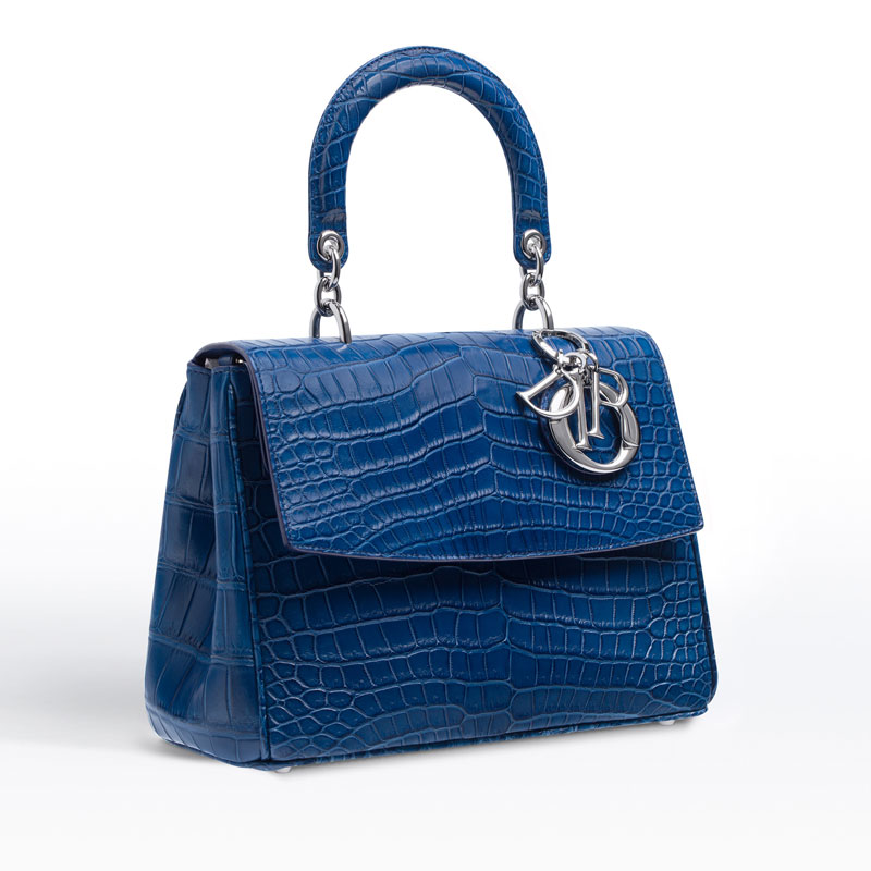 Be Dior flap bag in glossy blue crocodile