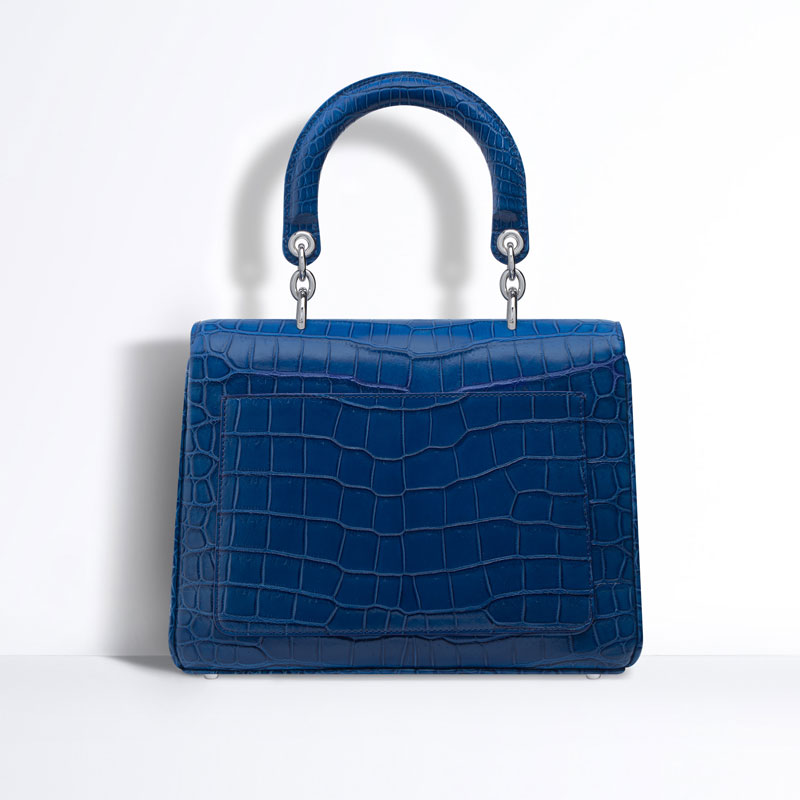 Be Dior flap bag in glossy blue crocodile