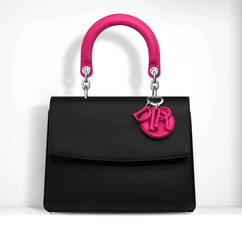 Be Dior flap bag in smooth black calfskin