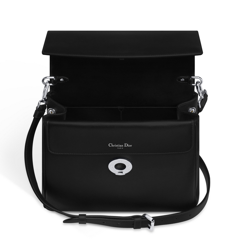 Be Dior flap bag in smooth black calfskin