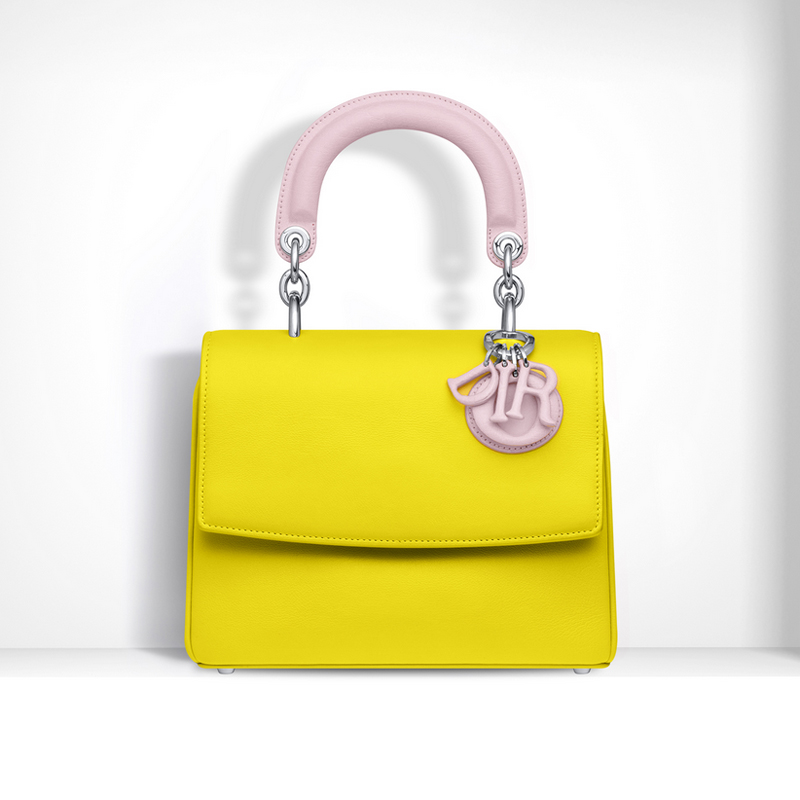 Be Dior flap bag in smooth bright yellow calfskin