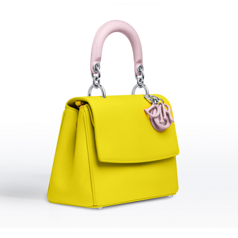 Be Dior flap bag in smooth bright yellow calfskin