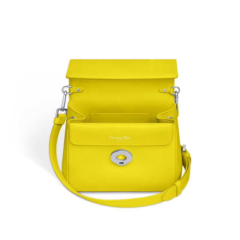 Be Dior flap bag in smooth bright yellow calfskin