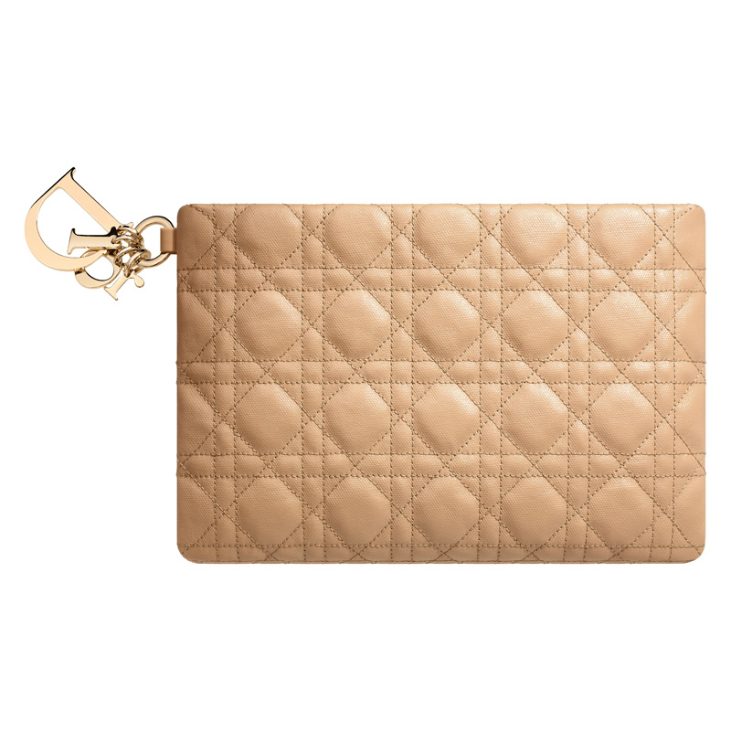 Beige coated-canvas Dior Panarea pouch