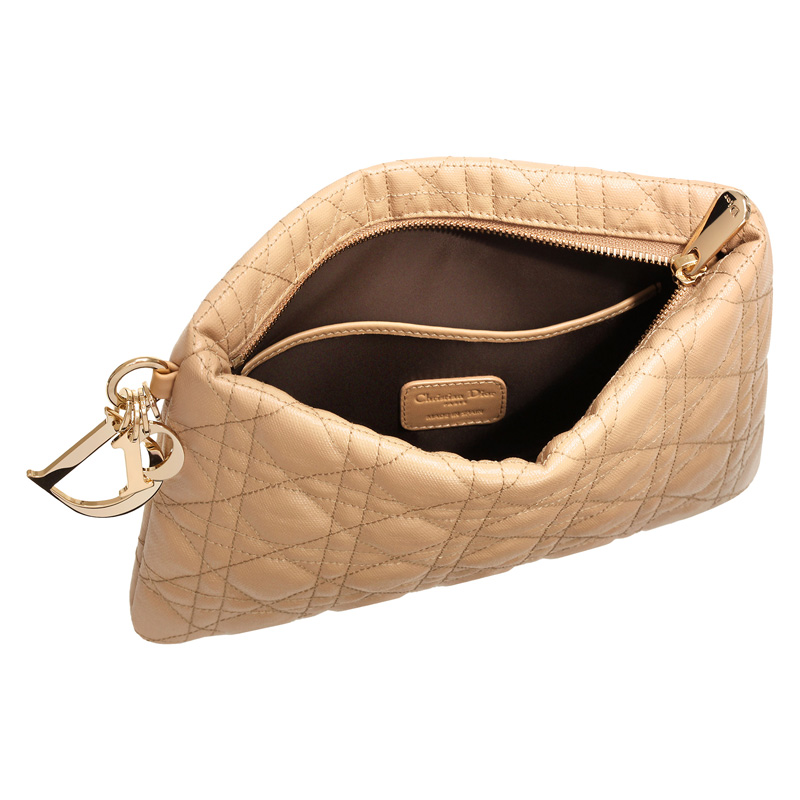 Beige coated-canvas Dior Panarea pouch