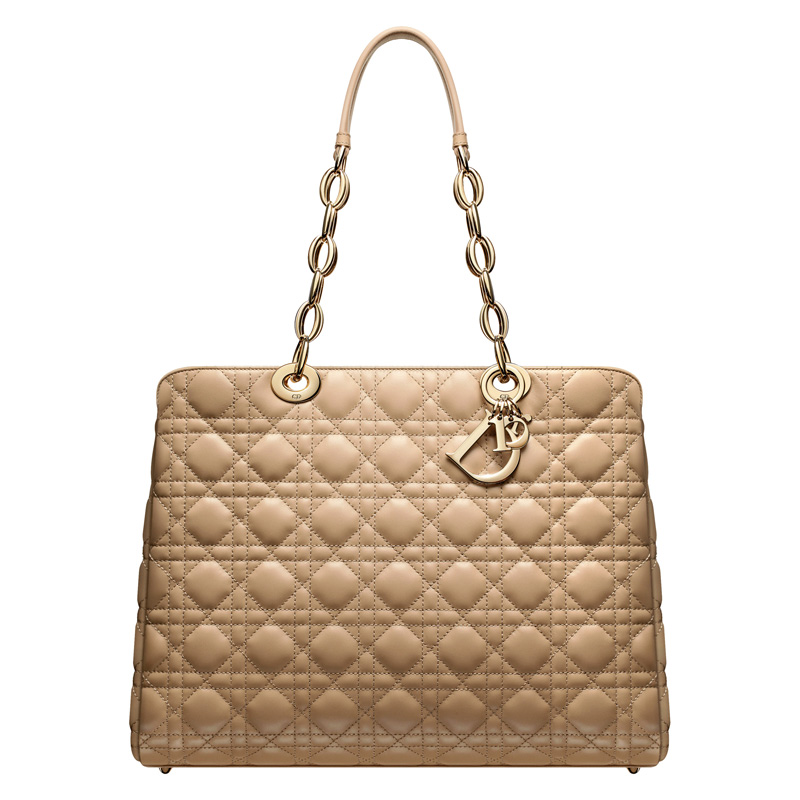 Beige leather Dior Soft zipped tote bag