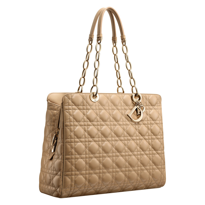 Beige leather Dior Soft zipped tote bag