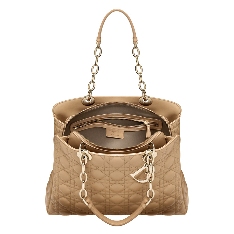 Beige leather Dior Soft zipped tote bag