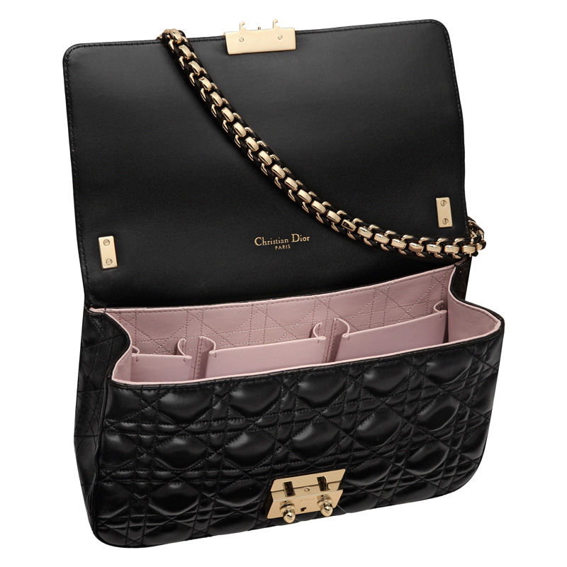 Black leather Miss Dior bag, leather plaited chain