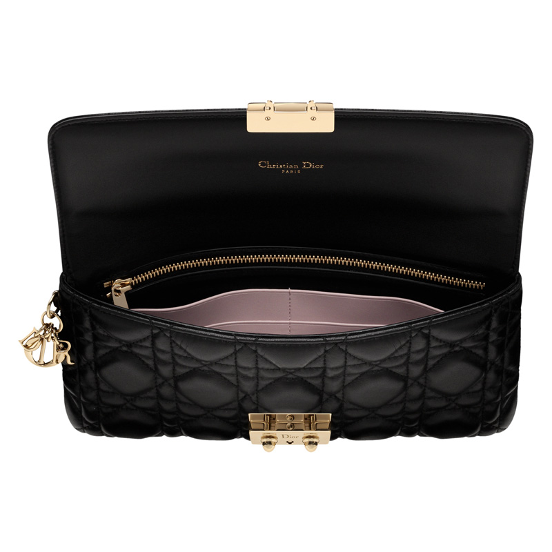 Black leather Miss Dior flat bag