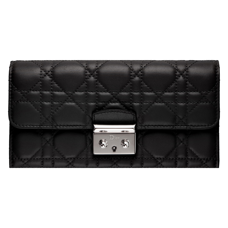 Black leather Miss Dior wallet