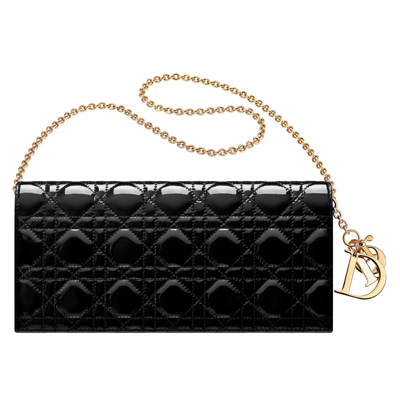 Black patent-leather Dior Evening pouch