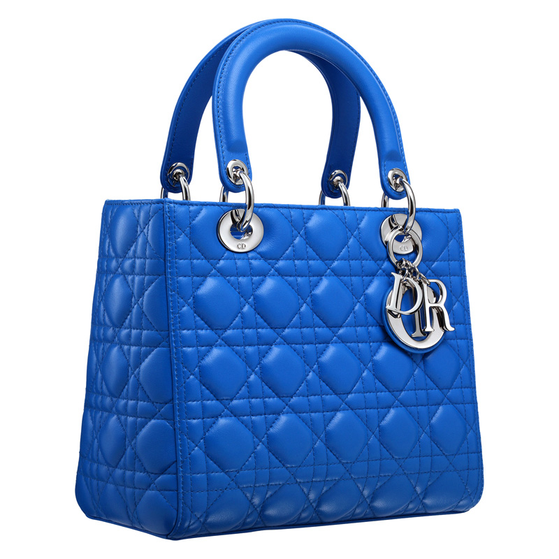 Bleu Persan leather Lady Dior bag