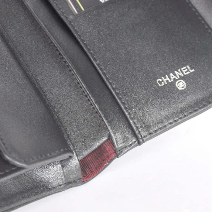 Boy Chanel A88733 Black Matelasse Long Wallet Silver