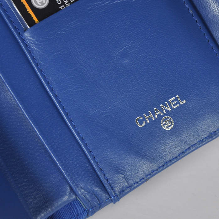 Boy Chanel A88733 Blue Matelasse Long Wallet Silver