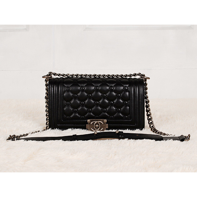 Boy Chanel Flap Bag in Lambskin Leather A66308 Black