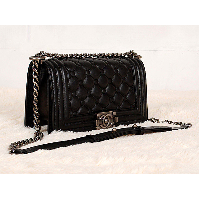 Boy Chanel Flap Bag in Lambskin Leather A66308 Black