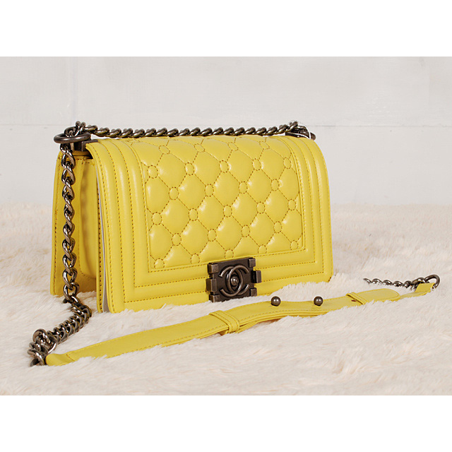 Boy Chanel Flap Bag in Lambskin Leather A66308 Lemon