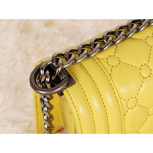 Boy Chanel Flap Bag in Lambskin Leather A66308 Lemon